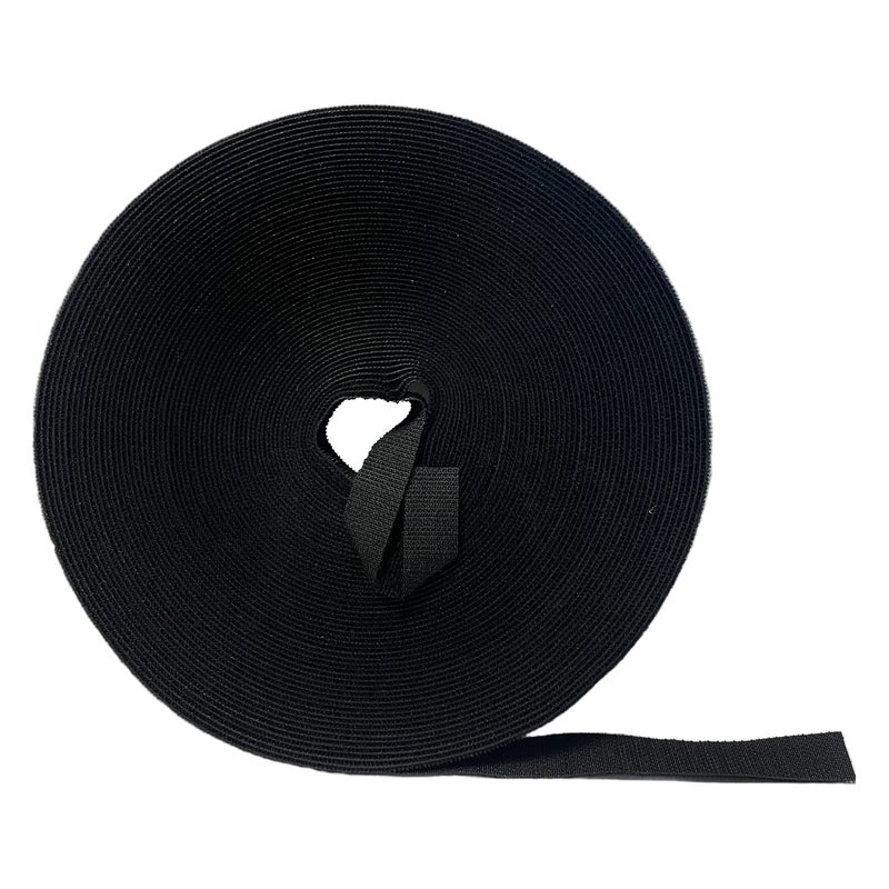 Kable Kontrol Hook and Loop Tape Roll â€“ 3/4â€ Wide x 75â€™ Ft Long â€“ Double Sided Heavy Duty Non-Adhesive Non-Sticky Nylon Reusable Fastener Strip Adjustable Strap Wire Organizer Cable Wrap â€“ Black - Image 1